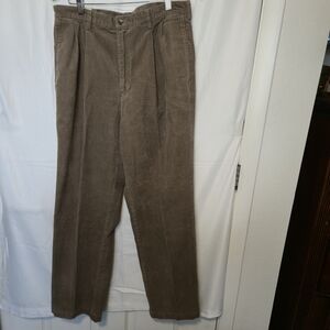 Haggar Men's Taupe Brown Corduroy Pleated Pants